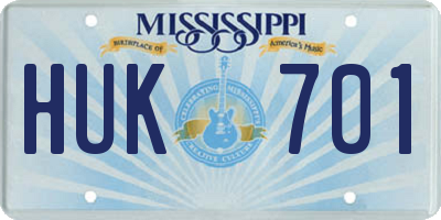 MS license plate HUK701