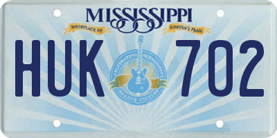 MS license plate HUK702