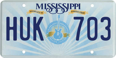 MS license plate HUK703