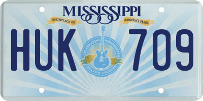 MS license plate HUK709
