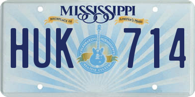 MS license plate HUK714