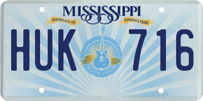 MS license plate HUK716