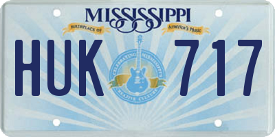 MS license plate HUK717