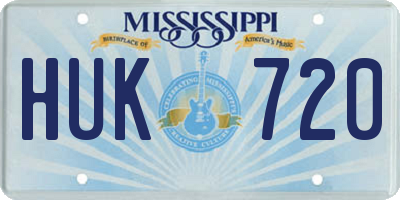 MS license plate HUK720