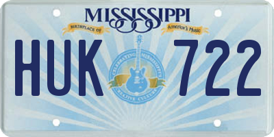 MS license plate HUK722