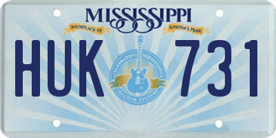 MS license plate HUK731