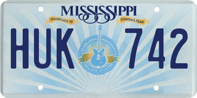 MS license plate HUK742
