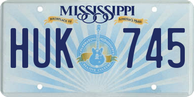 MS license plate HUK745