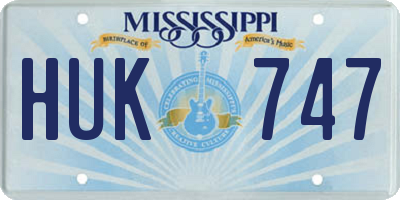 MS license plate HUK747