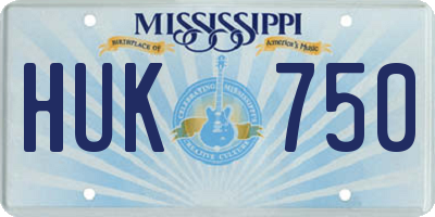 MS license plate HUK750