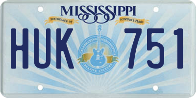 MS license plate HUK751
