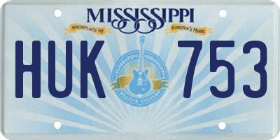 MS license plate HUK753