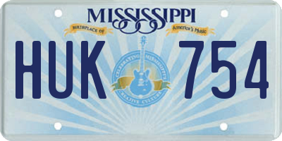 MS license plate HUK754
