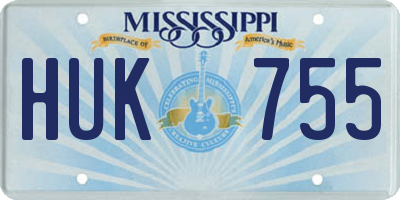 MS license plate HUK755