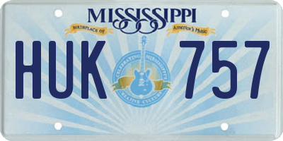 MS license plate HUK757