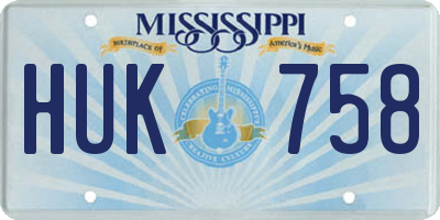 MS license plate HUK758