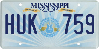 MS license plate HUK759