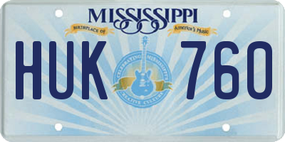 MS license plate HUK760