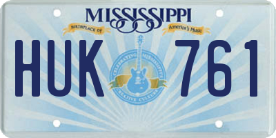 MS license plate HUK761