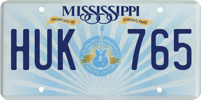 MS license plate HUK765