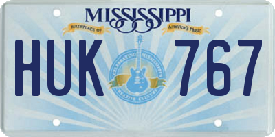 MS license plate HUK767