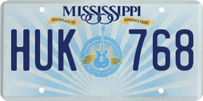 MS license plate HUK768