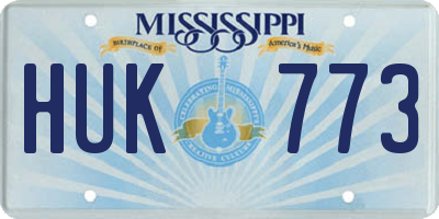 MS license plate HUK773