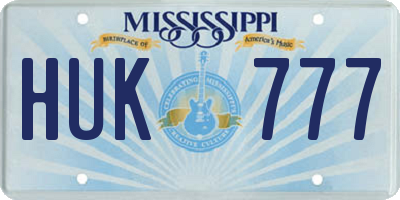 MS license plate HUK777