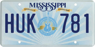 MS license plate HUK781