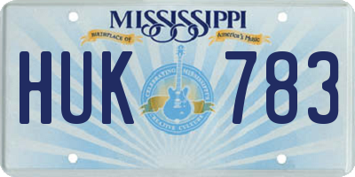 MS license plate HUK783