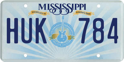 MS license plate HUK784