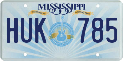 MS license plate HUK785