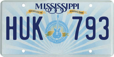 MS license plate HUK793