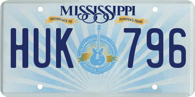 MS license plate HUK796