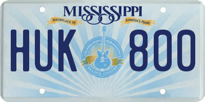 MS license plate HUK800