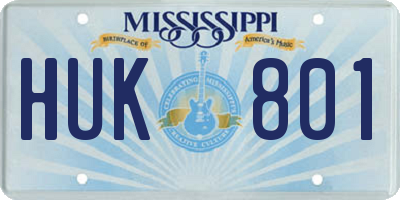 MS license plate HUK801