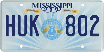 MS license plate HUK802