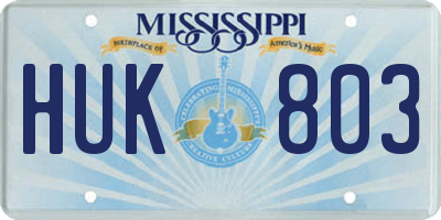 MS license plate HUK803
