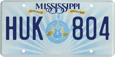 MS license plate HUK804