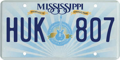 MS license plate HUK807