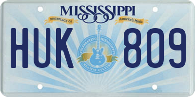 MS license plate HUK809