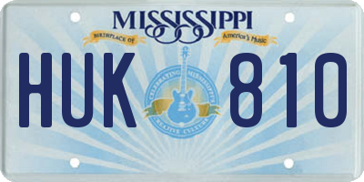 MS license plate HUK810