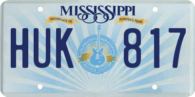 MS license plate HUK817
