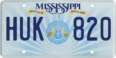 MS license plate HUK820