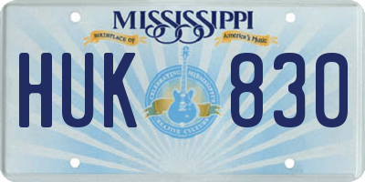 MS license plate HUK830