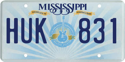 MS license plate HUK831