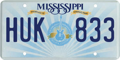 MS license plate HUK833