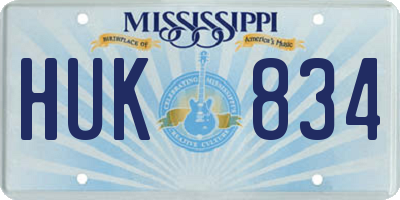 MS license plate HUK834