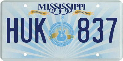 MS license plate HUK837