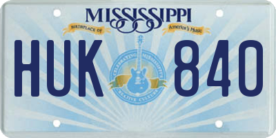 MS license plate HUK840